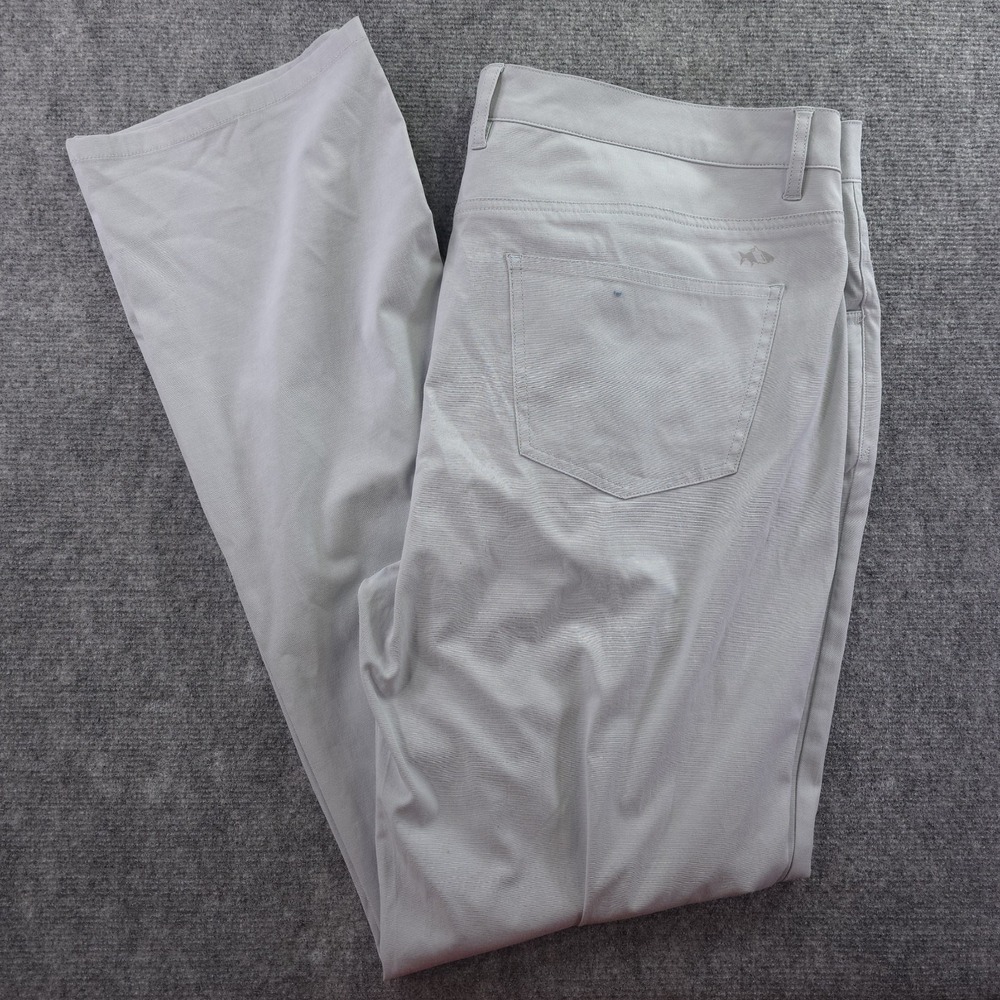 Fish Hippie Bonita Pants 42x34 5 Pocket Performance Stretch Beige / White Solid‎